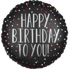 Happy Birthday чорне коло з крапочками