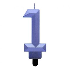 Свічка 7,6см, Діамант металік темно-синя, цифра 1