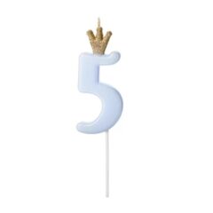 Свічка з короною блакитна 5