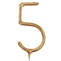 Свічка цифра бенгальська 5 золота