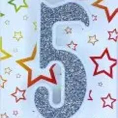Свічка цифра "Біла зі сріблом"  5