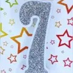 Свічка цифра "Біла зі сріблом"  7