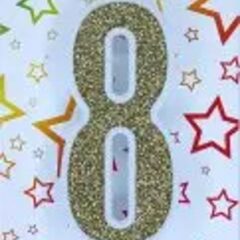 Свічка цифра "Біла із золотом"  8
