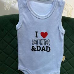 бодік блакитний без рук I love mama