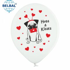 Мопс на білому hugs and kisses