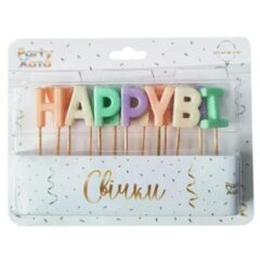Свічки  HAPPY BIRTHDAY макарун асорті