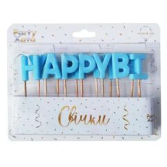 Свічки  HAPPY BIRTHDAY блакитні