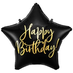 Happy Birthday чорна із написом зірка