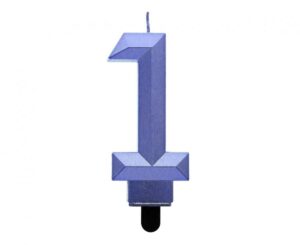 Свічка 7,6см, Діамант металік темно-синя, цифра 1