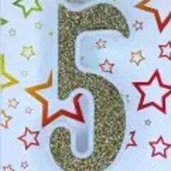 Свічка цифра "Біла із золотом"  5