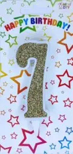 Свічка цифра "Біла із золотом"  7