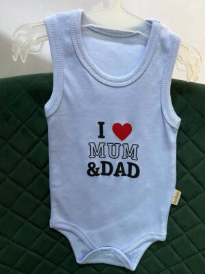бодік блакитний без рук I love mama