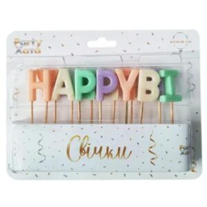Свічки  HAPPY BIRTHDAY макарун асорті