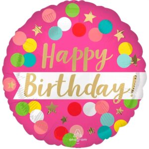 "Happy Birthday конфеті" рожева коло 18"