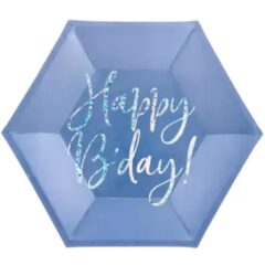 Тарілка блак H B'day! гологр 20 см 6шт