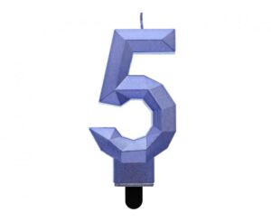 Свічка Діамант металік темно-синя, цифра 5
