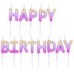 Свічки-напис Happy birthday рожево-золотисте
