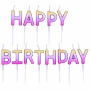 Свічки-напис Happy birthday рожево-золотисте