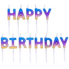 Свічки-напис Happy birthday омбре райдужне