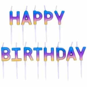 Свічки-напис Happy birthday омбре райдужне